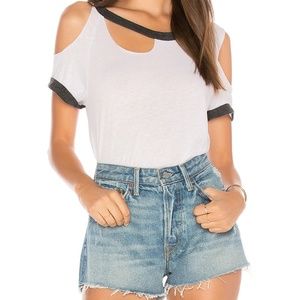 Chaser | White and gray short sleeve cutout tee